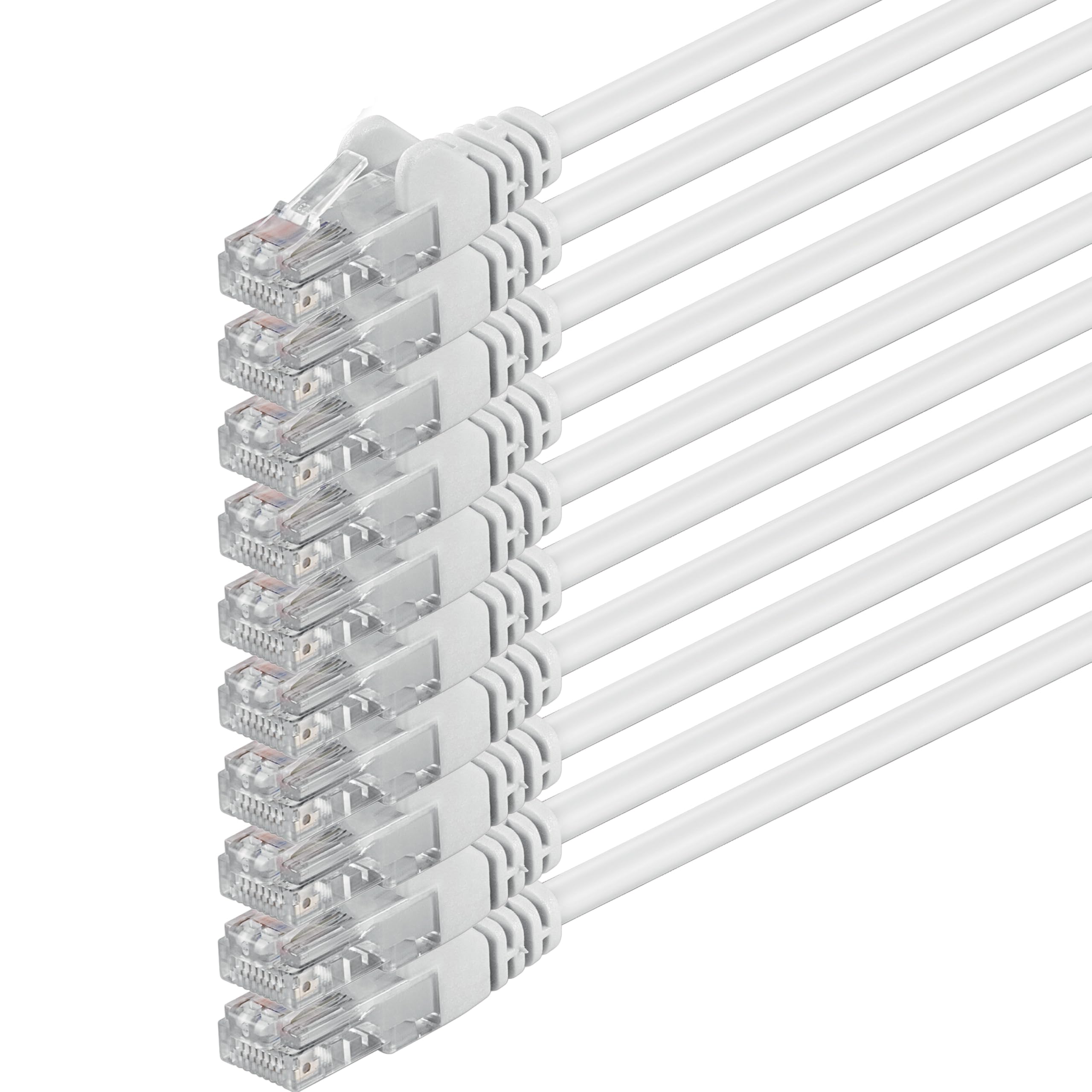 1aTTack.de 5m - white - 10 pieces - (PACK) - CAT.6 CAT6 Ethernet LAN network cable 1000 Mbit/s patch cable