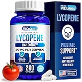 We Like Vitamins Lycopene Supplements for Men - Lycopene 20mg Per Serving - 200 Capsules - Super Antioxidant which Helps Support Immune System and Prostate Health