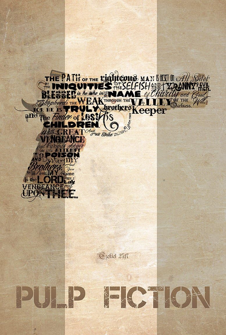 Pulp Fiction (Ezikiel 25:17 Tattoo Gun) - (24" X 36") Movie Poster