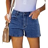 onlypuff Women Ripped Denim Shorts Distressed Mid Rise Stretchy Casual Jean Shorts