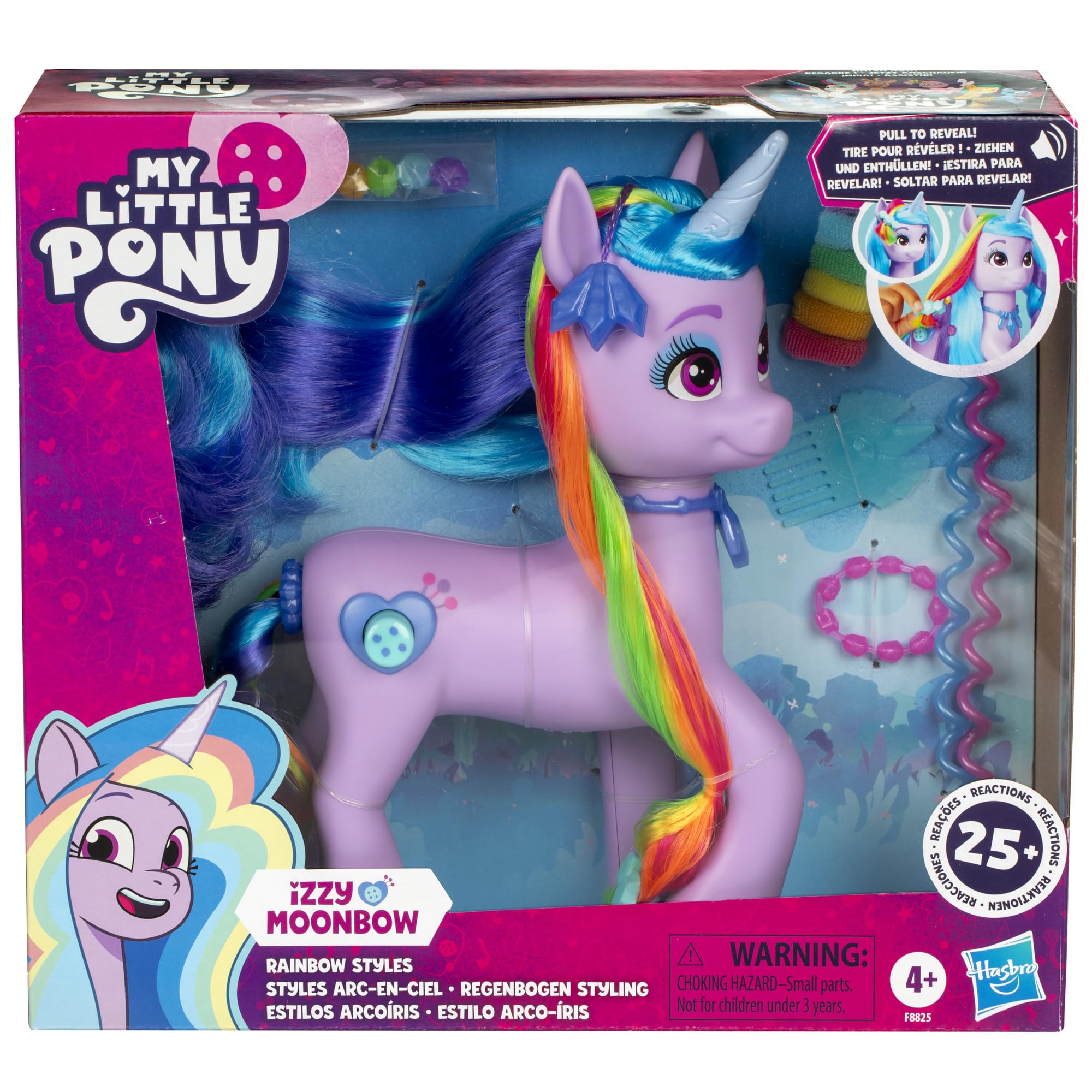 My Little Pony: Tell Your Tale Rainbow Styles Izzy Moonbow, Hair Styling Figure with Sounds, 9.5-inch Unicorn Toys for Girls and Boys Ages 4+