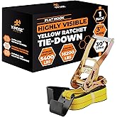Xpose Safety 1-Pack Retractable Ratchet Straps with Flat Hooks, Heavy Duty 3" x 30', 16,200 lbs Break Strength Tie-Downs for Truck, Trailer, Kayak & Motorcycle