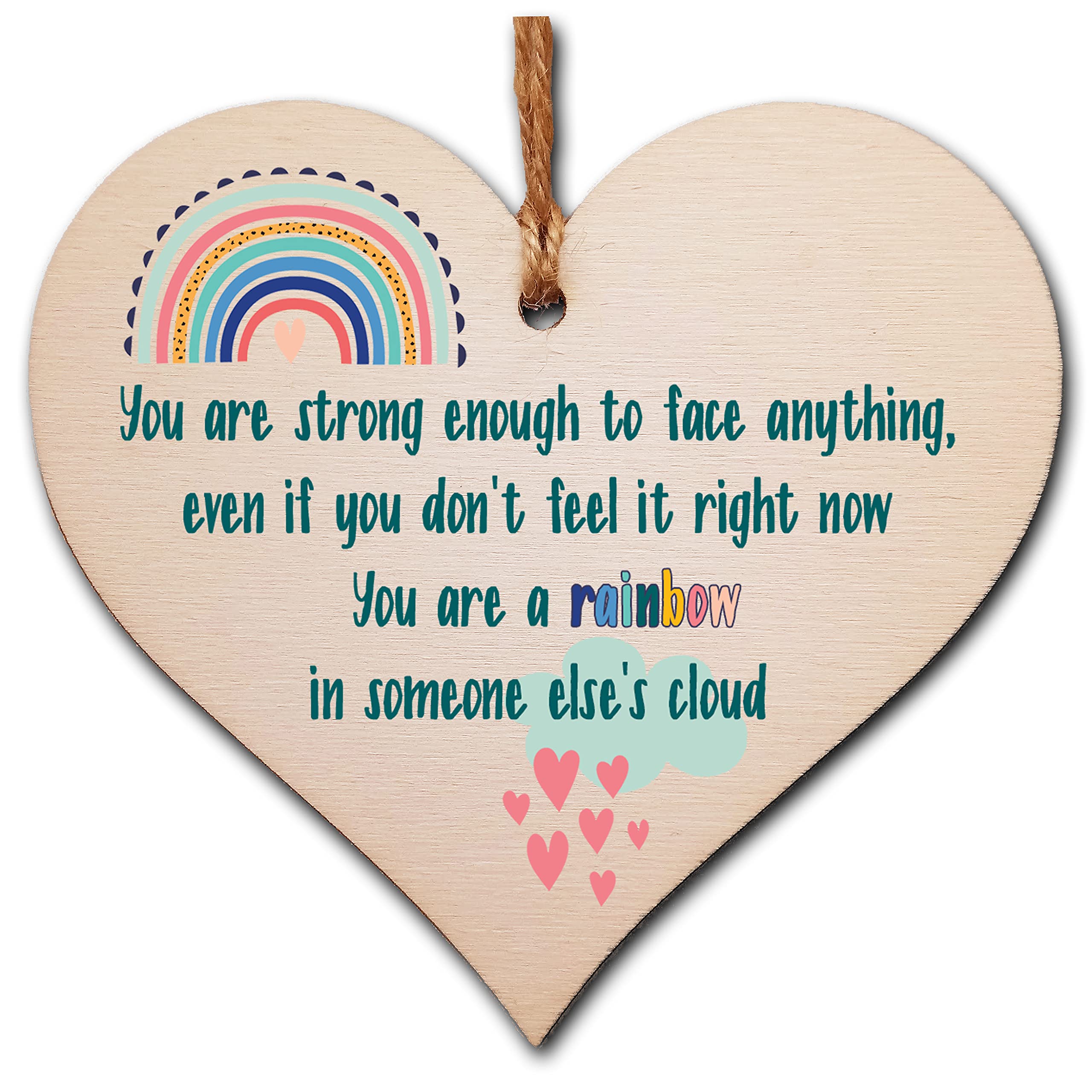 Wooden Hanging Heart with Inspirational Quote – Gift-Ready Rustic Wall Sign for Women, Teens, Friends – Thoughtful Home Decor Plaque