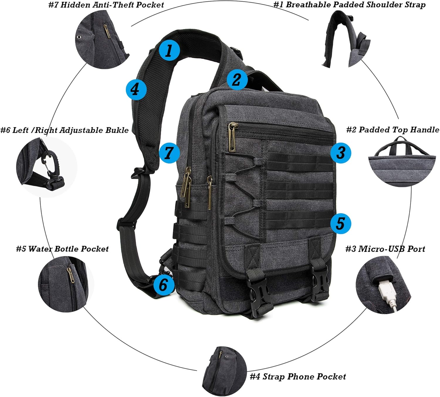 Nicgid Sling Bags Chest Shoulder Backpacks, 13.3-Inch Laptop Backpack Crossbody Messenger Bag Travel Outdoor Men Women - Image 4