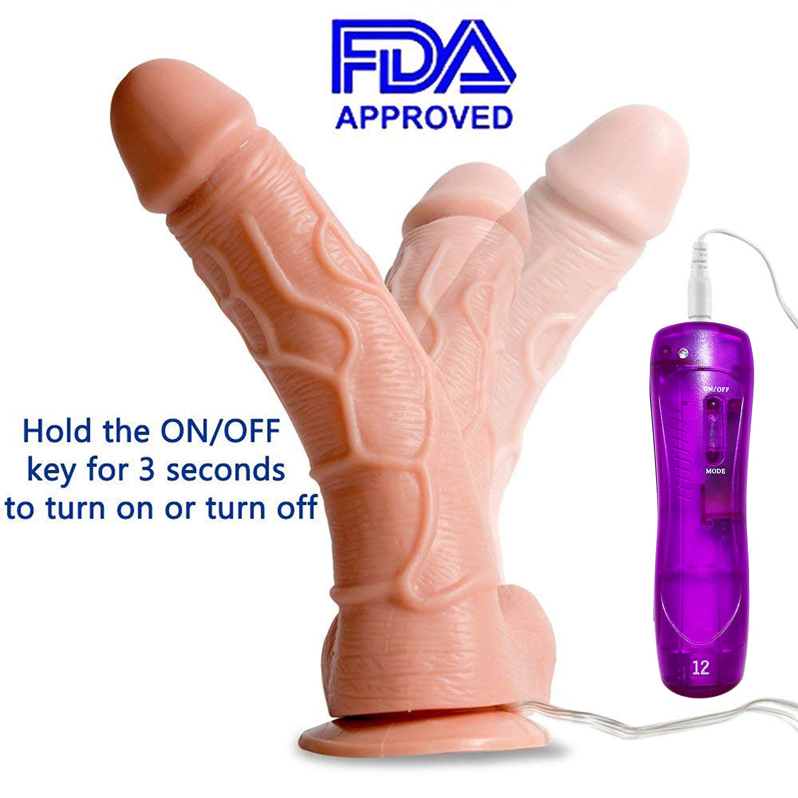 Massaggiatore 7,87 in Vibrazione + rotazione Dil-do con Potente Ventosa con telecomando