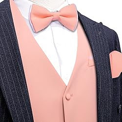Barry.Wang Mens Blush Pink Suit Vest Bow Tie Set