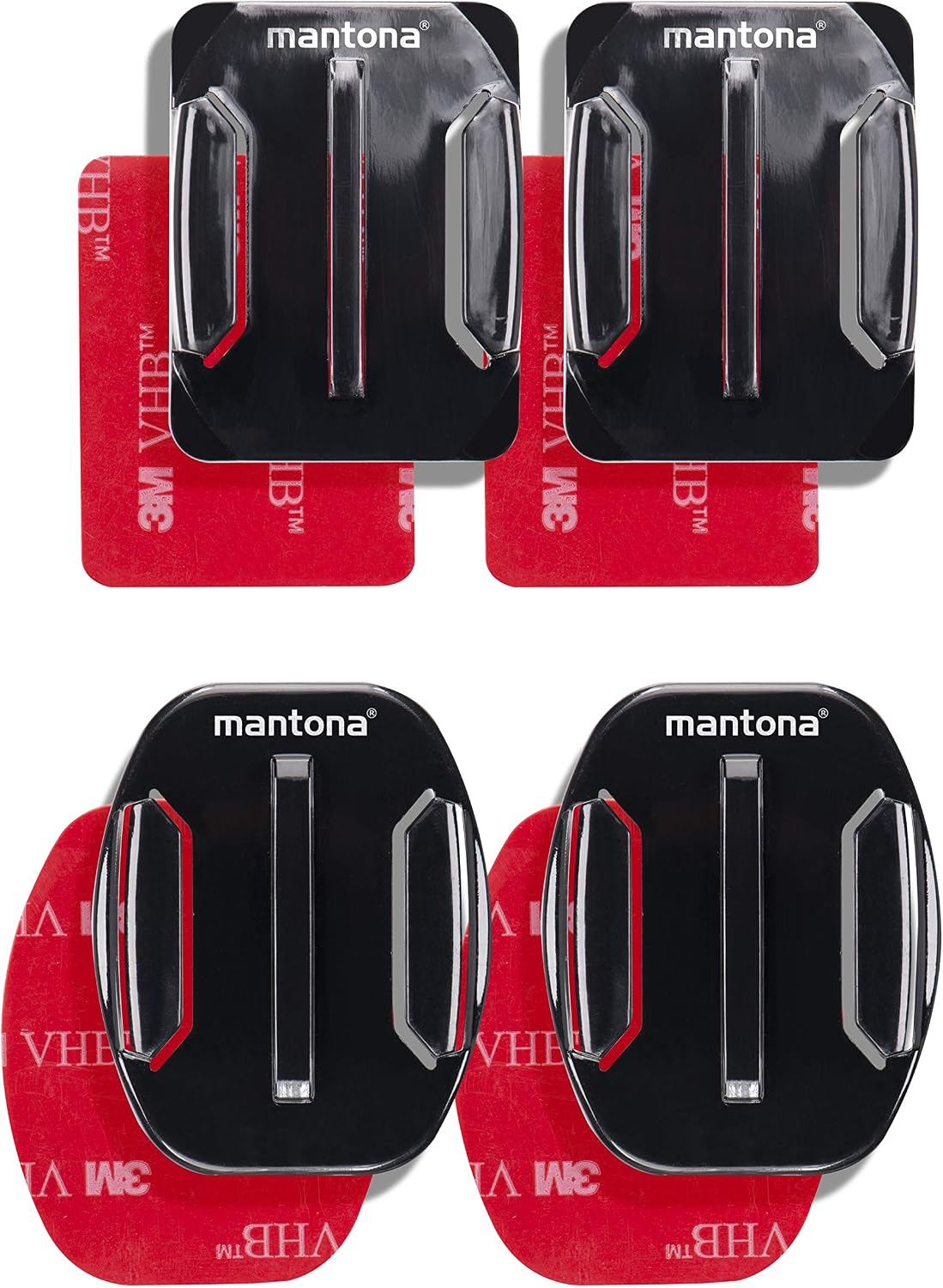 Mantona 3M adhesive attachments, set of 4 (flat and curved, suitable for GoPro 2/3 / 3+ / 4, GoPro Session)