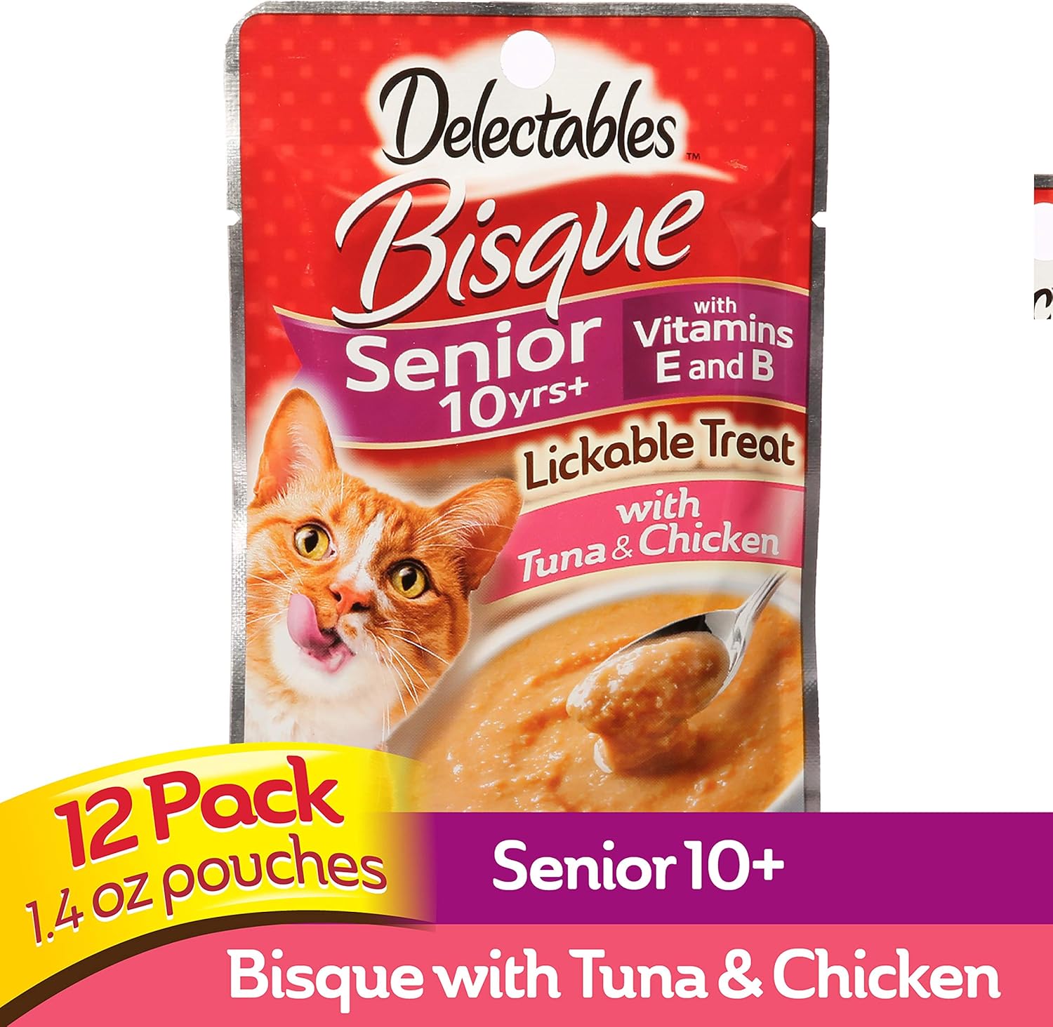 Delectables Bisque Lickable Treat for Senior Cats Tuna Chicken (Box of 12) : Pet Supplies