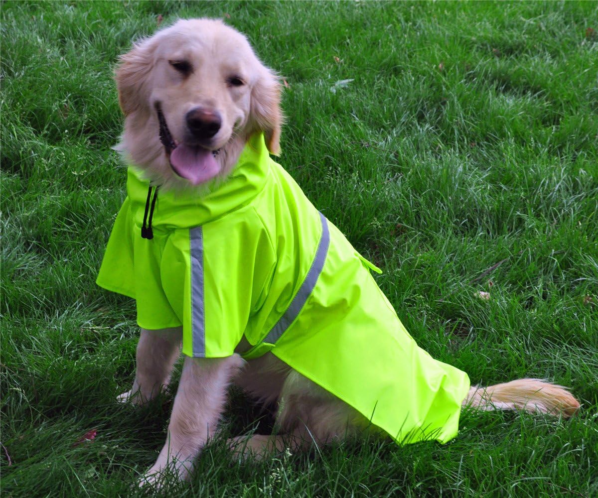 JYHY Dog Raincoat Adjustable Reflective Waterproof Lightweight Dog Rain Jacket with Hood for Small Medium Large Dogs,Green 3XL