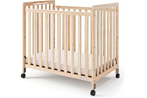 Foundations SafetyCraft Compact Slatted Daycare Crib, Durable Wood Construction, Non-Marking Casters (2 Locking), Includes 3”