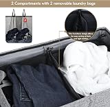 DOKEHOM 150L Double Laundry Basket with Lid and Removable Bags Grey view 5