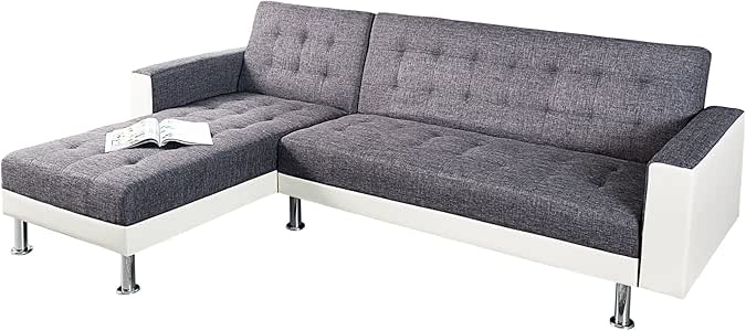 Sofá de Diseño chaise lounge blanco antracita con función Dormir