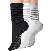 CoolMate Pilates Socks with Grips for Women, Yoga Socks, Crew Non Slip Women for Barre, Valentines Day Gifts for Her