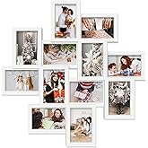 Jerry & Maggie picture frames collage wall decor 12 Opening, 24×24 collage picture frames for wall, Pre-Assembled PVC Gallery Wall Frame Set Holds 4x6 Photos, Family Picture Frame, White