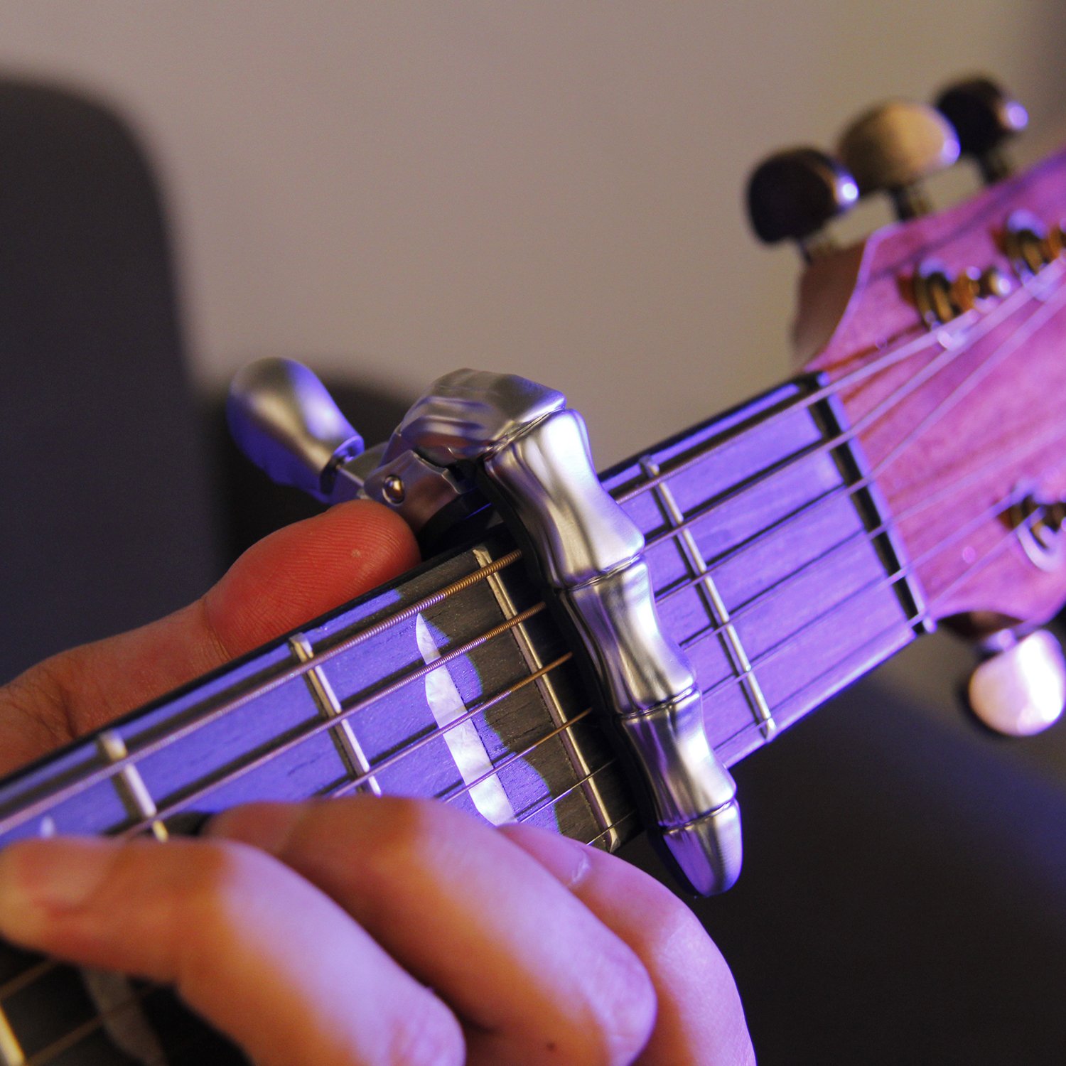 Mugig Guitar Capo Demon Style Deluxe Guitar Clamp for Bass Acoustic Guitar Electric Guitar Glossy Stainless Steel