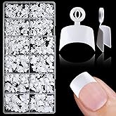 Lifextol 600PCS Short Gel Nail Tips Square Press on Nails White Acrylic Nail Tips Square Fake Nails, 12 Sizes Half Cover Soft Gel Nails Tips Kit for False Nails Extension Artificial Fingernails -D