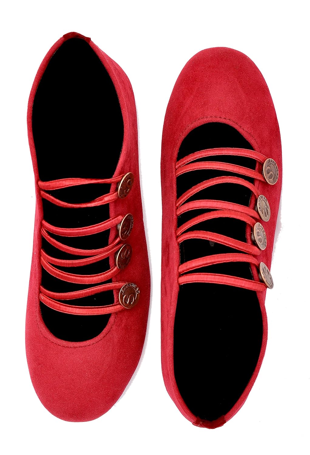 red choice collection red casual velvet shoes for women and girls (rc073)