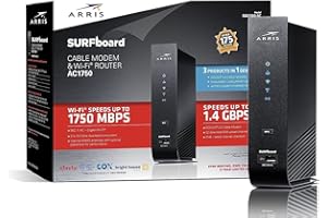 ARRIS SURFboard (32x8) DOCSIS 3.0 Cable Modem Plus AC1750 Dual Band Wi-Fi Router, Certified for Comcast Xfinity, Spectrum, Cox & more (SBG7580AC McAfee), SBG7580AC-MCAFEE, Black