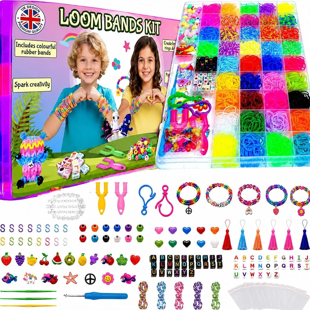 DasKid 6000+ Loom Bands Kit 40 Colors Beads Accessories Storage Box