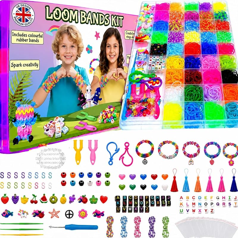 DasKid 6000+ Loom Bands Kit 40 Colors Beads Accessories Storage Box