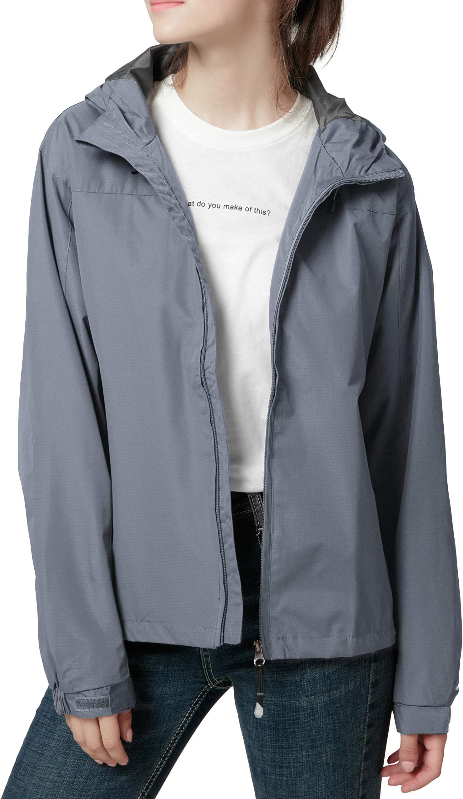 Spmor Women's Waterproof Lightweight Jacket Rain Coat Windproof Skin Hooded Jacket