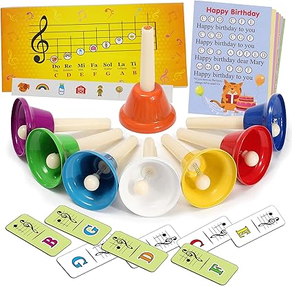 8 Campane Diatoniche A Colori Con Spartiti Adesivi Domino Musicale Per Bambini Adulti Anziani Amazon It Strumenti Musicali E Dj