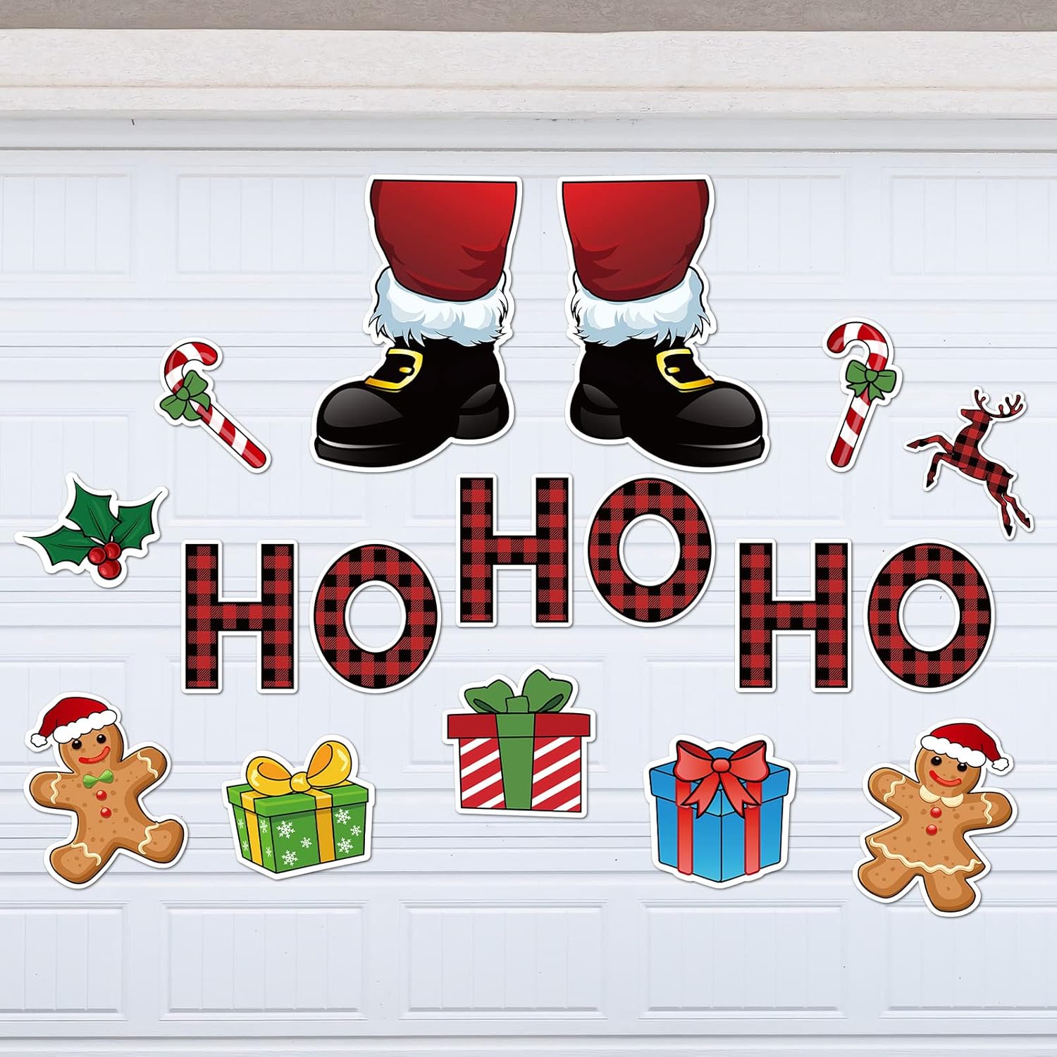 Garage Door Decorations - 17 Pcs Christmas Garage Door Decoration Magnets Refrigerator Stickers Weather Resistant Magnetic Decorations Christmas Car Door Magnets for Outdoor Xmas Holiday Party (Santa)