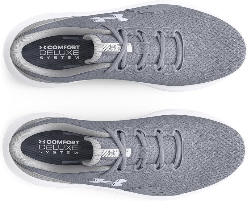 Herren Charged Surge 4, leichte und atmungsaktive Laufschuhe, gepolsterte Joggingschuhe für langen Komfort,Steel / Mod Gray / White,42