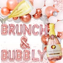 Bubbly Brunch Decorations W/Greenery Mimosa Bar Sign & Gold Banners. Classy Bridal Shower Decorations, Momosa Bar Baby Shower Supplies, Rustic Birthday Party Brunch Decor Set