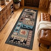 SAIFILI Rustic Cabin Hallway Runner Rug 2x6, Washable Southwestern Country Lodge Bear Rug, Non-Slip Low Pile Wildlife Animal Carpet for Entryway, Kitchen, Front Door, Bedroom, Farmhouse