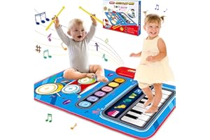 AITBAY Baby Toys for 1 Year Old: Baby Musical Mat Toddler Toys Age 1-2 - 2 in 1 Piano Drum Babies Play Mat - Infant Music Toy 12-18 Months Babies Birthday Valentines Gifts for 1 2 3 Year Old Boys Girls