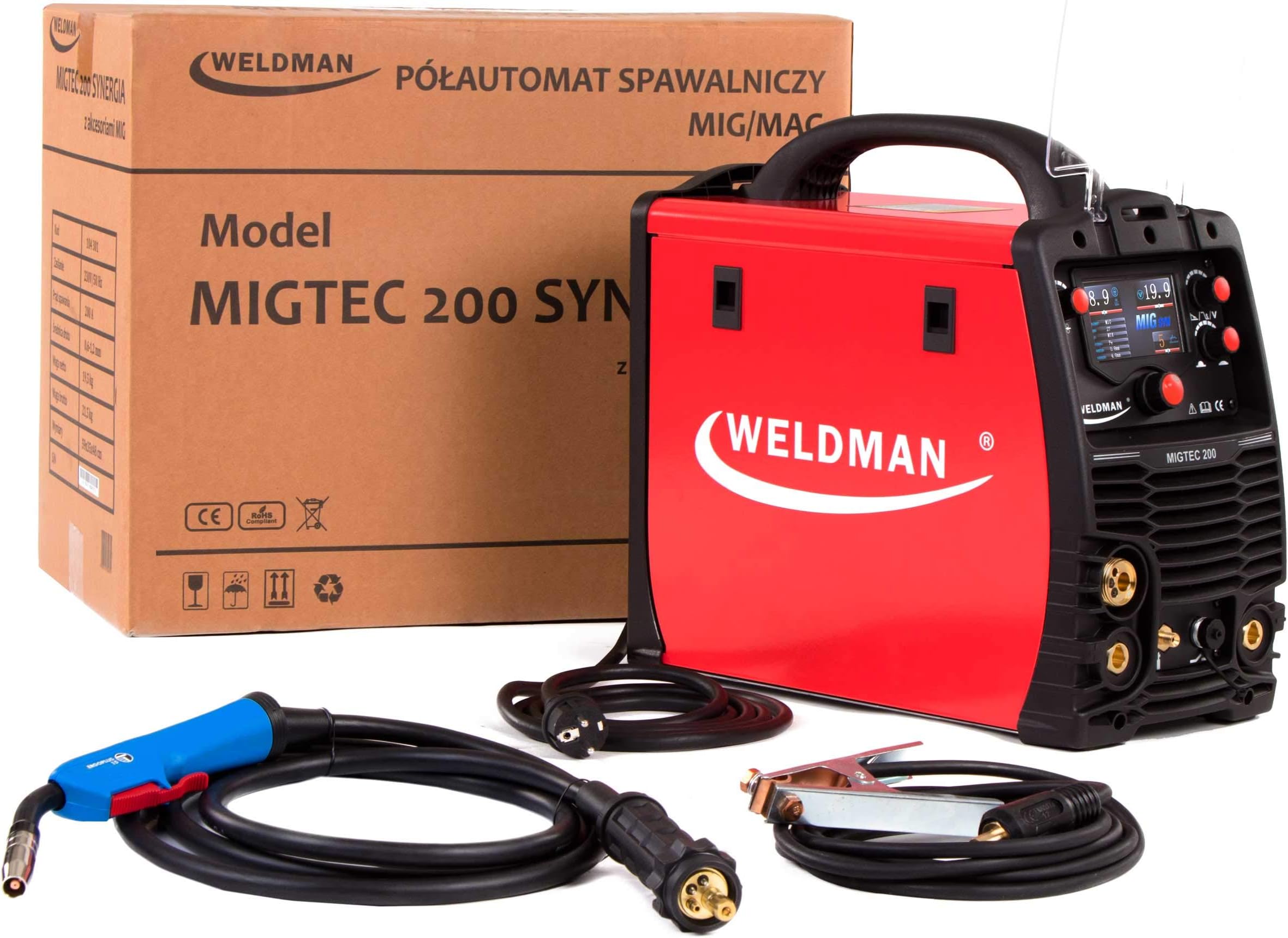 MIG Welder 200AMP Welding Machine WELDMAN MIGTEC 200 SYNERGIC Portable Inverter