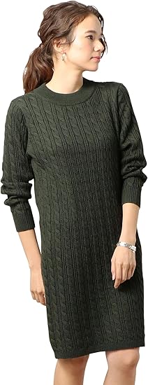 Amazon ビューティ ユース ユナイテッドアローズ Beauty Youth United Arrows By ウールアクリルケーブル ニットワンピース 6700 Olive 67 Free ワンピース チュニック 通販