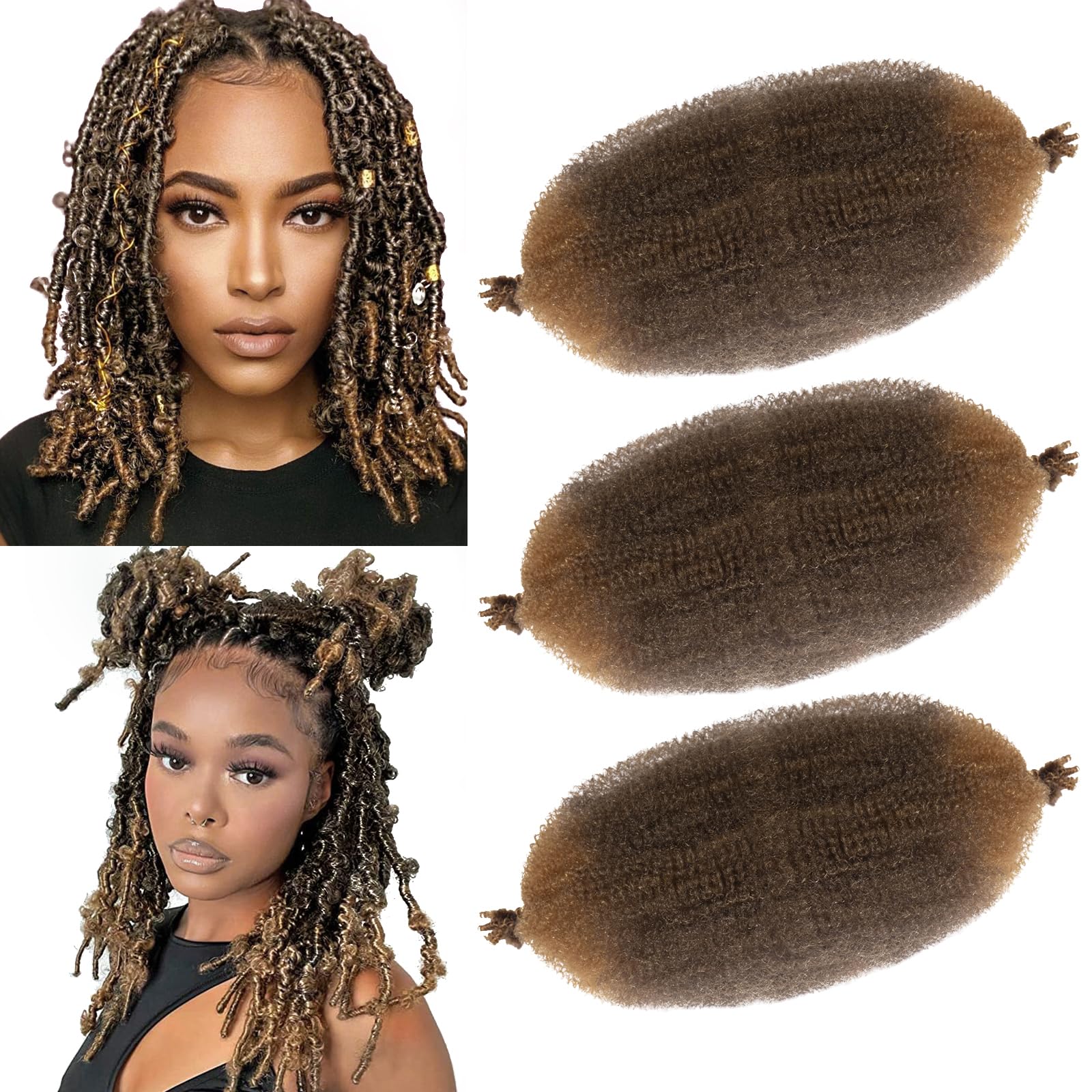 Springy Afro Twist Hair 16 inch 3Packs Pre Fluffed Marley Twist Braiding Hair Spring Twist Hair Wrapping Hair for Soft Locs Hair Extensions (4/27, 16 inch(3Packs)) â image 1