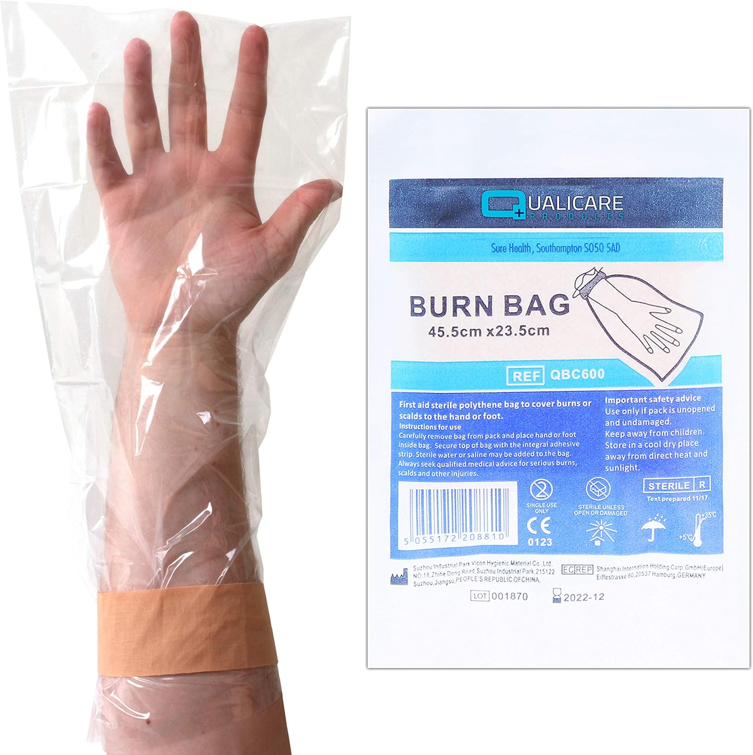 Sterile First Aid Burn Bag 45.5cm x 23.5cm Non Adhesive Injury Wound