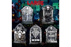 MUEISYTP 25.2inch Halloween Tombstones Decorations Outdoor, DIY Large Tombstones for Graves Halloween Graveyard Decor,5PCS Halloween Yard Signs Decorations for Cemetery