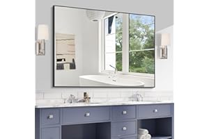 KOCUUY Bathroom Mirror Black,48x36 inch Rectangle Wall Mirror with Metal Frame, Black Vanity Mirror Modern Home Decor for Bathroom, Living Room, Farmhouse, Entryway, Hang Horizontal/Vertical