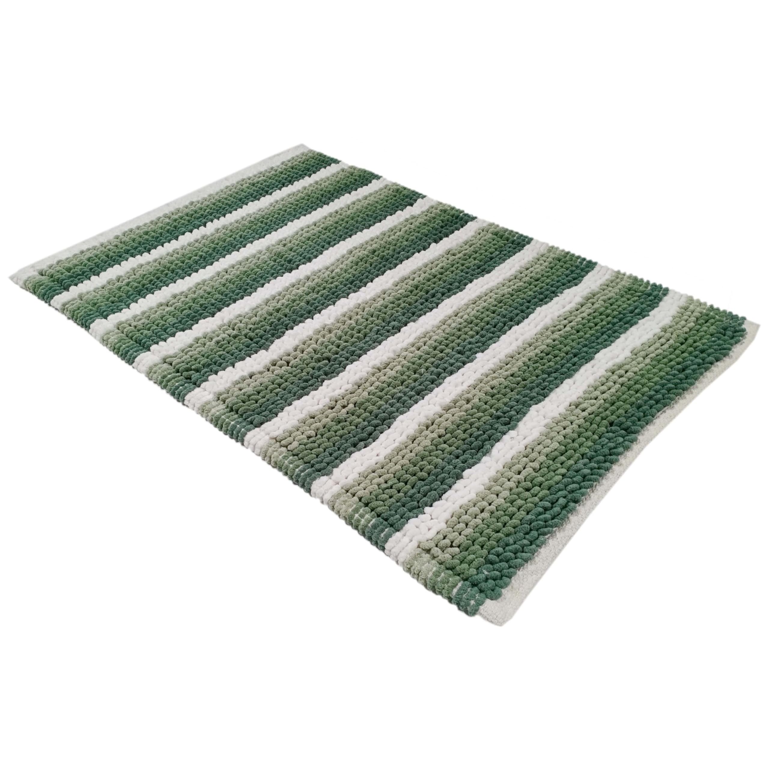 Olivia Rocco Padstow Stripe Bathmat Comfort To Your Bathroom Super Soft Absorbent Bath Shower Mats Washable Dry Fast Durable Classic Design,50x80cm, Sage Green — image 1