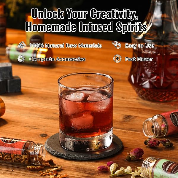ALCOHOL INFUSION KIT,16 NATURAL DIY WHISKEY MAKING KIT FOR INFUSING BOURBON,RYE, GIN, VODKA,TEQUILA, RUM WITH CUSTOM BOTANICALS, PERFECT ALCOHOL INFUSION KITS STOCKING STUFFERS FOR MEN, DAD, HUSBAND
