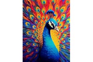 Offito Paint by Numbers Kit for Adults Beginners, Peacock Acrylic Adult Paint by Number Kits on Canvas, Digital Oil Number Painting Kits for Home Decor Gift 16"x20"