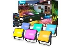 Govee Outdoor Flood Lights 2, RGBIC Warm Cold White LED Lights for Outdoor Decorations, 50 Scene Modes, Landscape Lighting, Upgraded IP66 with App Control, Wired 6 Pack