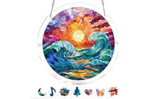 Kaayeewood Acrylic Puzzle for Adult, 83 Pieces Golden Tide Sun Catchers Window Hanging Panel SunCatchers Puzzles Decor for Ho