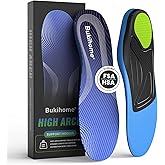High Arch Support Inserts for Plantar Fasciitis -Bukihome Flat Feet Insoles for Men & Women, 220 lbs Heavy Duty Orthotic Shoe Inserts for Standing, Walking,Working-Size L