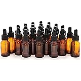 24, Amber, 15 ml (1/2 oz) Glass Bottles, with Glass Eye Droppers