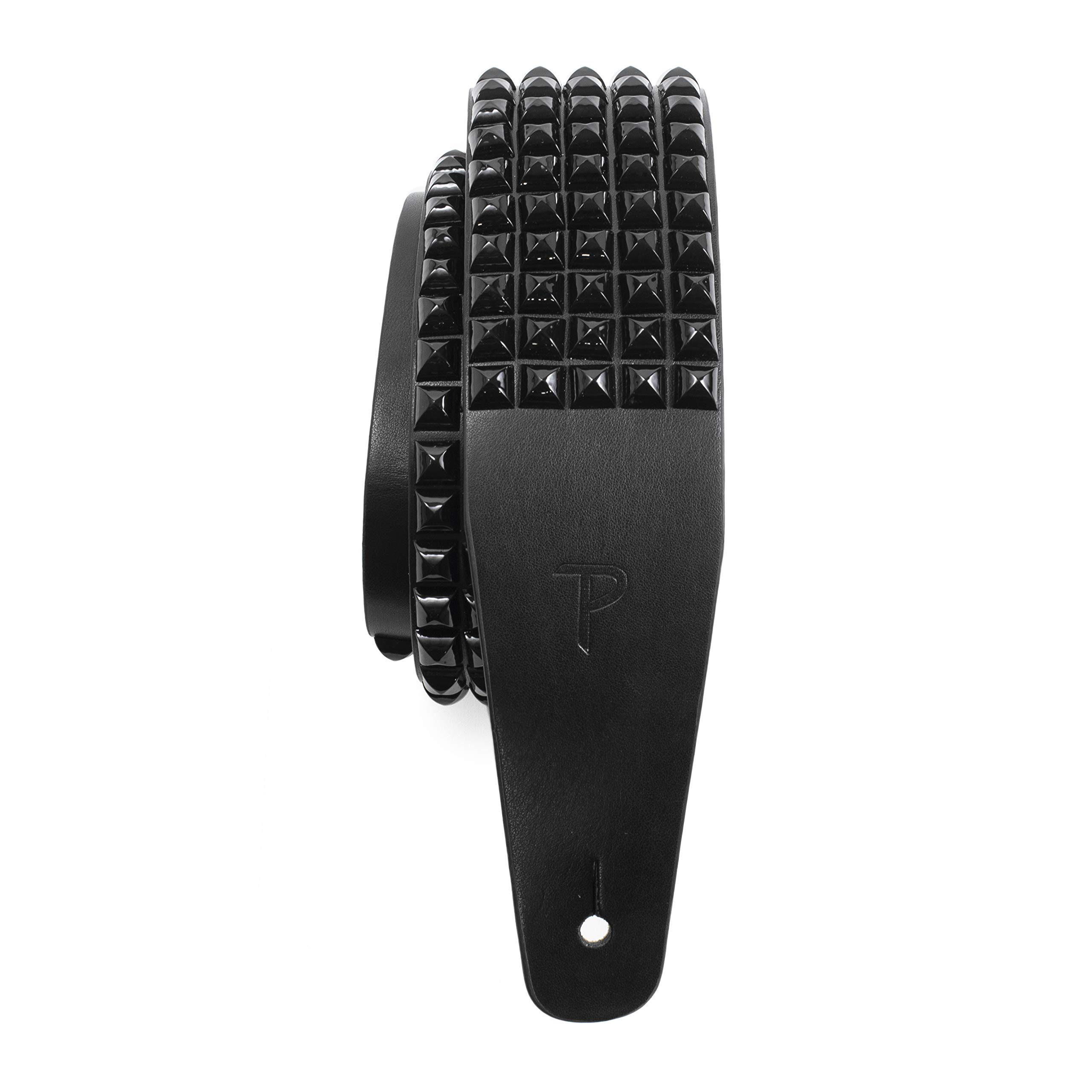Perri's Leathers Ltd. - Guitar Strap - Studded leather - Black - Adjustable - For Acoustic/Bass/Electric Guitars - Made in Canada (P25STUD-7112) — image 1