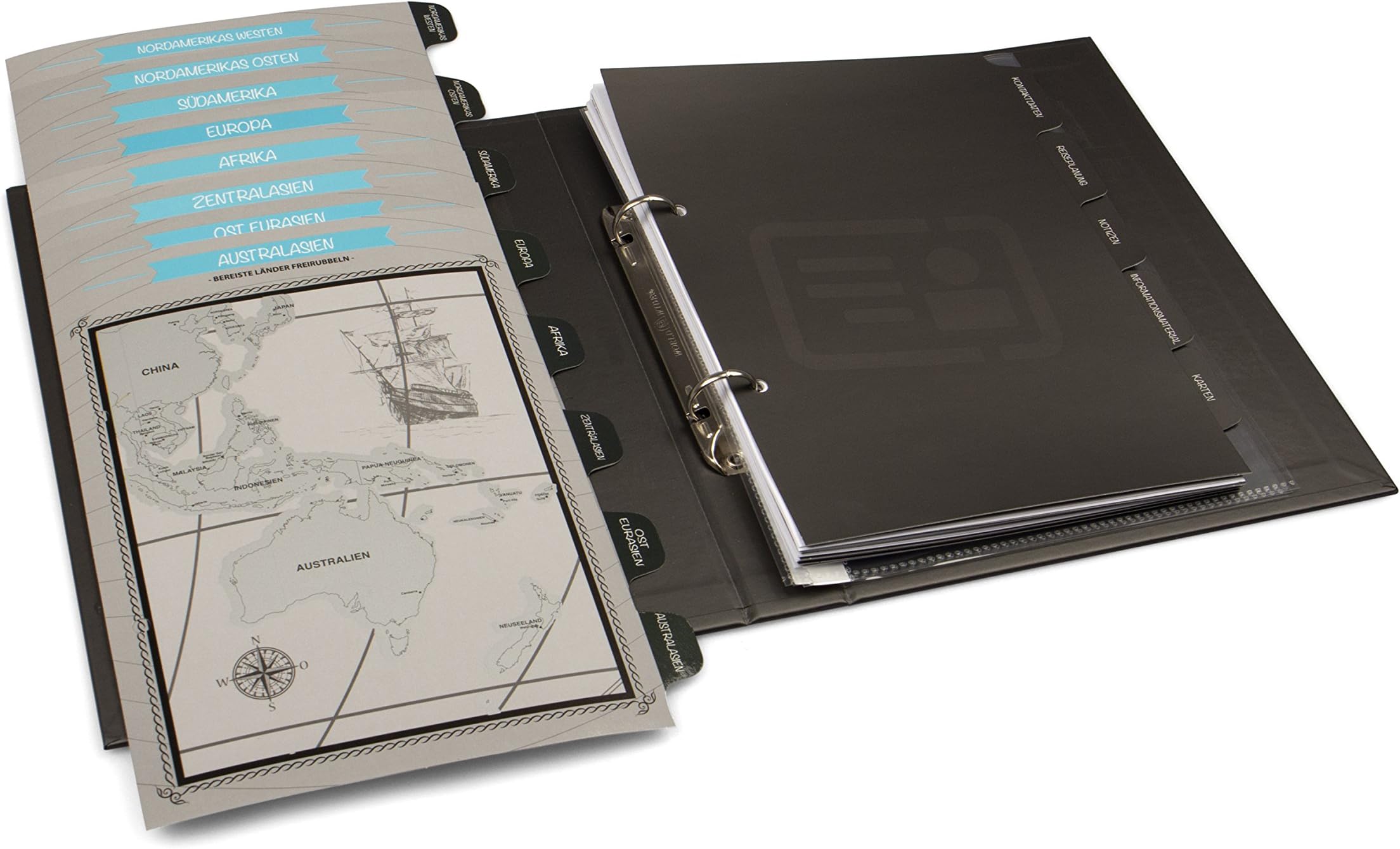 Qapter travelogue travel diary with 8 scratch maps, travel planner including scratch cards - checklist, To-Do list - notepad and space for photos, ideal for long trips and global travelling.