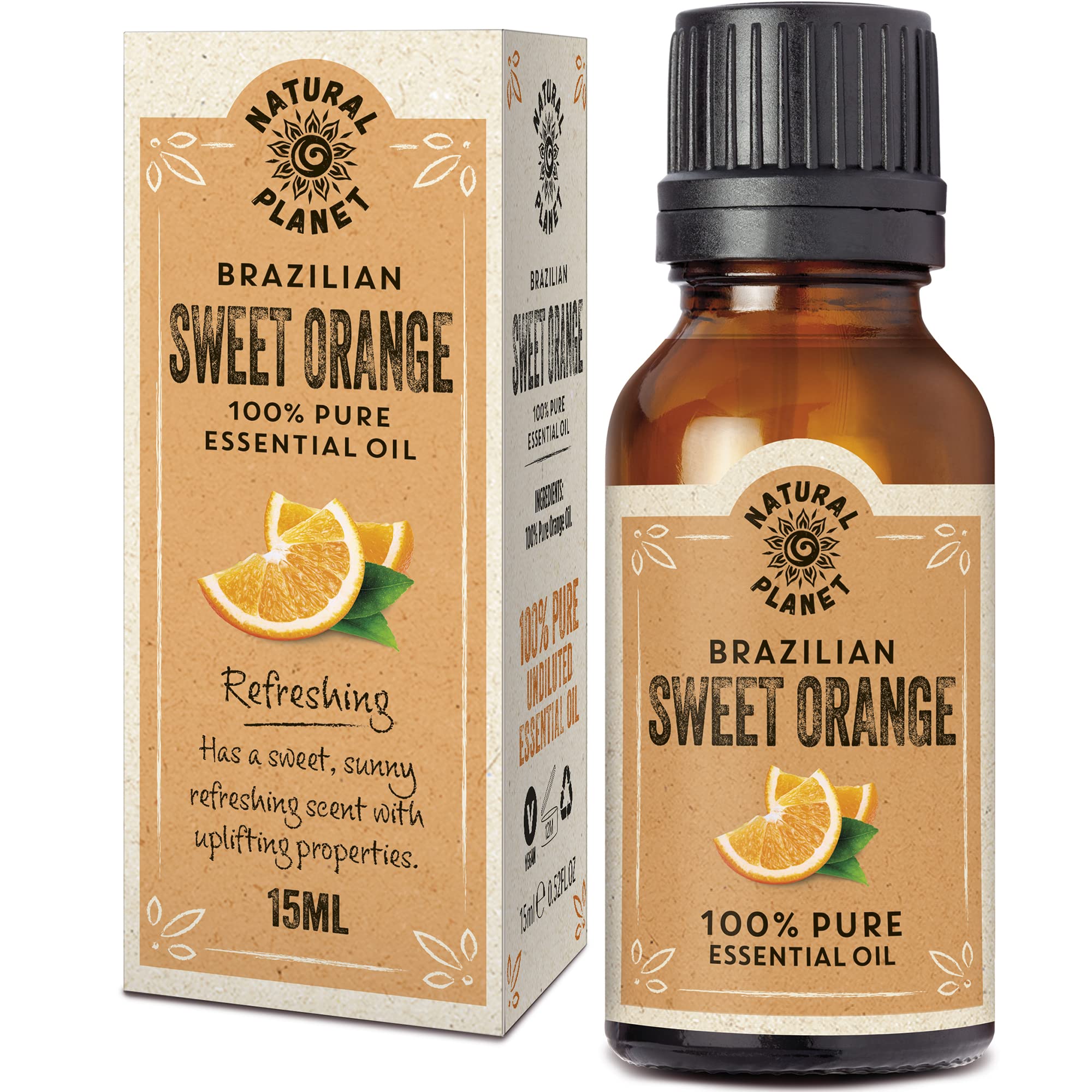 Natural Planet Brazilian Orange Essential Oil 15ML Natural 100% Pure & Undiluted Natural Therapeutic Grade, Cruelty Free