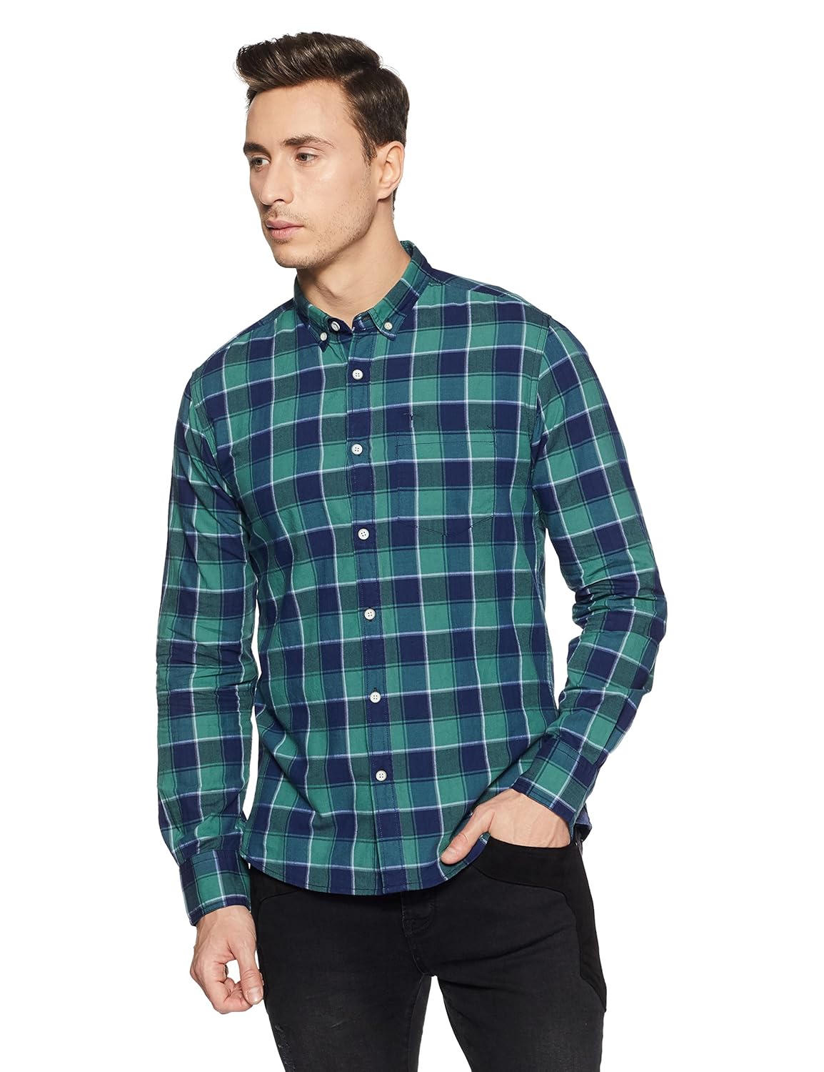 flying machine men's checkered slim fit casual shirt