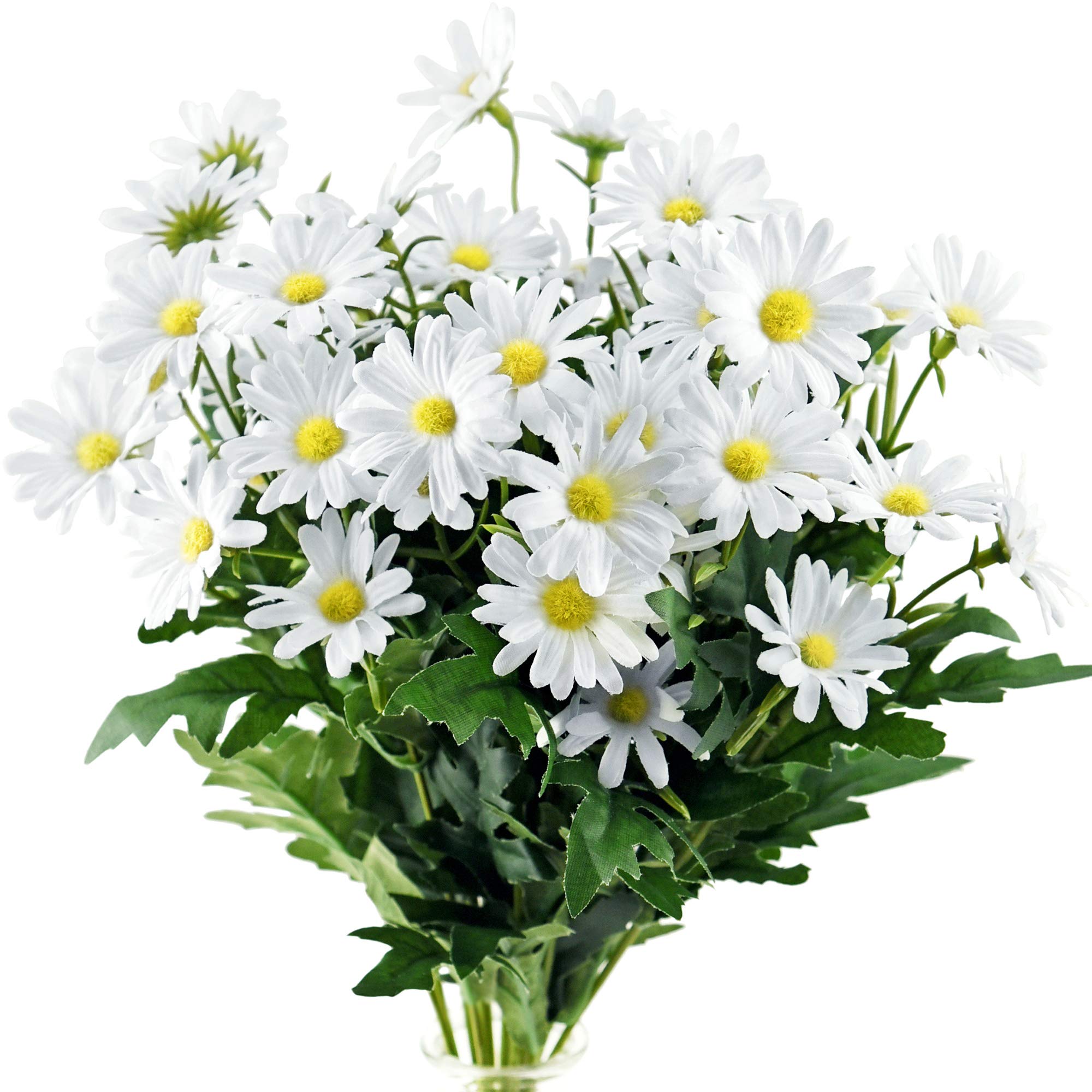 FiveSeasonStuff Artificial Daisy Flowers Silk White Bouquet Wedding Home Centrepiece Decorations (2 Bunches 36cm)
