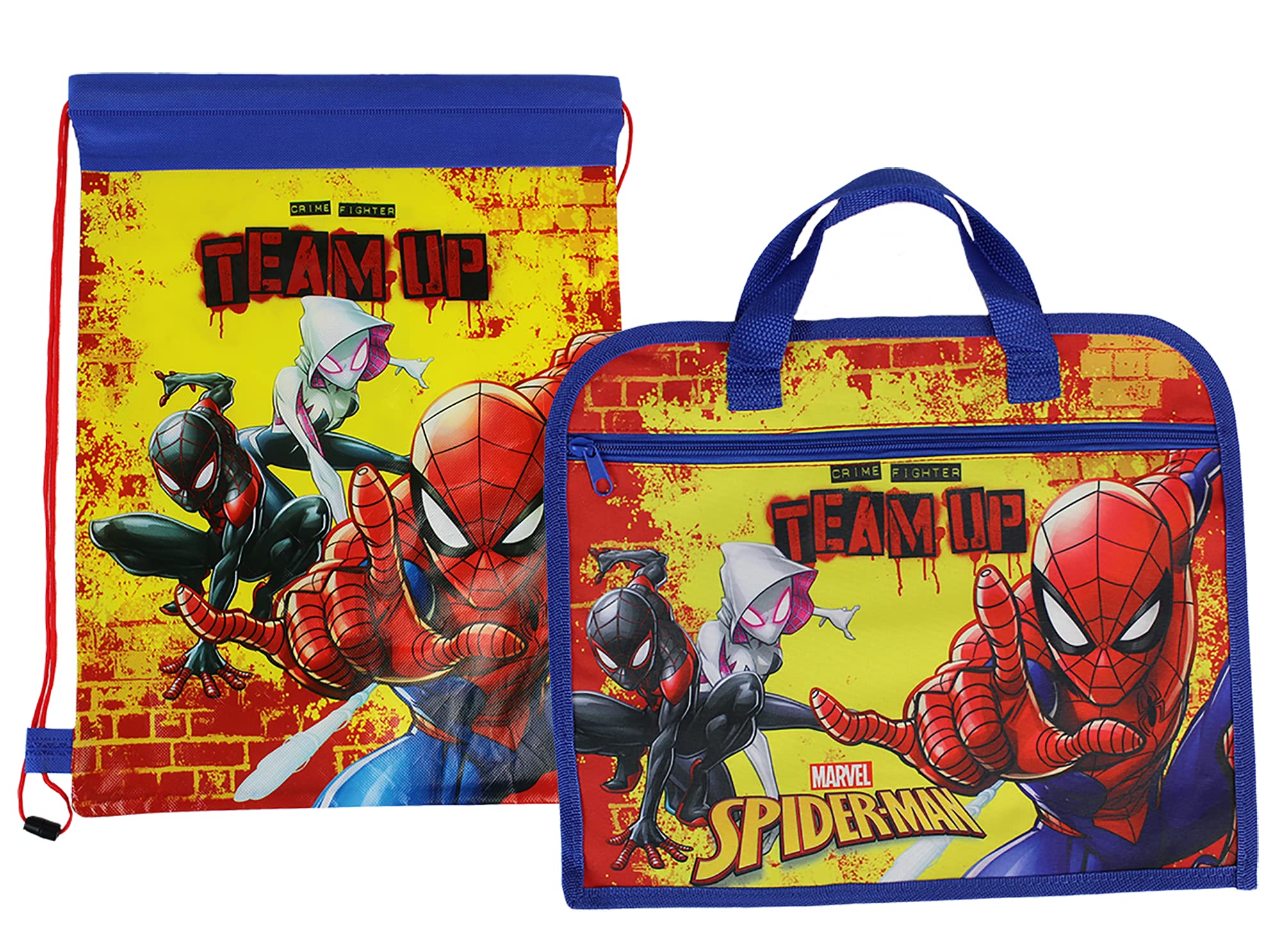 Spiderman Team Up School Book Bag and Drawstring Swimming Bag Set